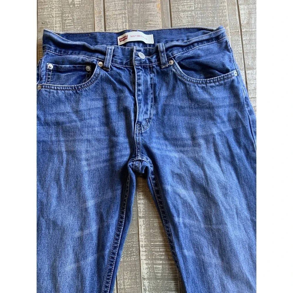 Levi's 505 Straight Leg Jeans Denim Sz 16 Reg Youth (28x28) Medium‎ Wash Classic